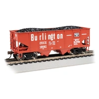 Bachmann HO 55 Ton 2-Bay USRA Outside Braced Hopper - Burlington #189301 Rolling Wagon