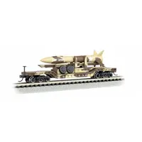 Bachmann N 52ft Centre Depressed Flat Car Desert Military with Missile