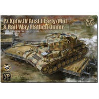 Border Model 1/35 Pz.Kpfw.IV Ausf. J Early/Mid & Railway Flatbed Ommr Plastic Model Kit [BT025]