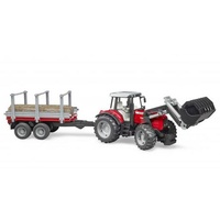 Bruder 1/16 Massey Ferguson 7480 w/ Front Loader & Timber Trailer