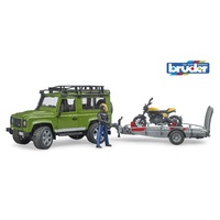 Bruder 1/16 Land Rover Defender, trailer + Scrambler Ducati