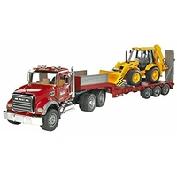 Bruder 1/16 Mack Granite Low Loader w/ JCB 4CX Backhoe BR02813