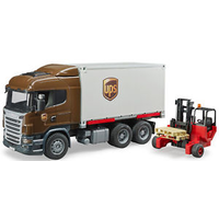 Bruder 1/16 Scania R-Series UPS Logistics Truck With Forklift 03581