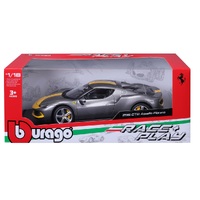 Bburago 1/18 2022 Ferrari 296 GTB Assetto Fiorano - Grigio Titanio Metal