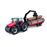 Bburago 10cm Massey Ferguson 8740S Tractor +Logging Trailer