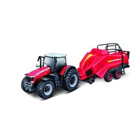 Bburago 10cm Massey Ferguson 8740S Tractor with Bale Lifter