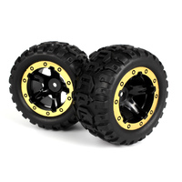 Blackzon Slyder MT Wheels/Tires Assembled (Black/Gold) [540087]