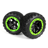 Blackzon Slyder ST Wheels/Tires Assembled (Black/Green) [540094]