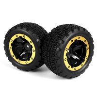 Blackzon Slyder ST Wheels/Tires Assembled (Black/Gold) [540095]