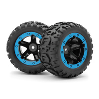 Blackzon Slyder MT Wheels/Tyres Assembled (Black/Blue) [540108]