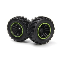 Blackzon Spryte Wheels/Tires Assembled (Black/Green) [540324]