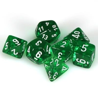 Chessex 23075 Translucent Polyhedral Green/White 7-Die Set