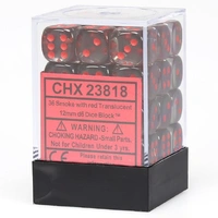 Chessex 23818 Translucent 12mm d6 Smoke/red