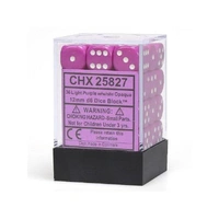 Chessex 25827 Opaque 12mm d6 Light Purple/white