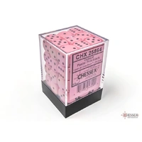 CHX 25864 Opaque 12mm d6 Pastel Pink/black Dice Block (36 dice)