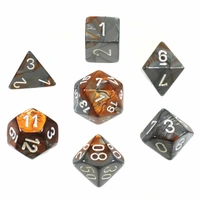 Chessex 26424 Gemini Copper-Steel w/white 7-Die Set