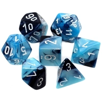 Chessex 26446 Gemini Polyhedral 7 Dice Set Black-Shell/White