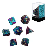 D7-Die Set Dice Gemini Polyhedral Purple-Teal/Gold (7 Dice in Display)