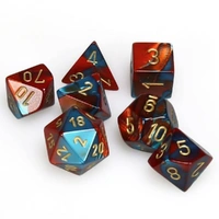 Chessex 26462 Gemini Red Teal with Gold 7 Die Set