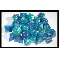 Chessex 26659 Gemini Blue Teal with Gold 16mm