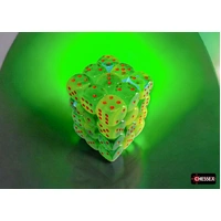 Chessex 26870 Gemini Plasma Green-Teal/orange Luminary 12mm d6 Dice Block (36 dice)