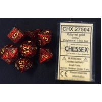 Chessex 27504 Glitter Ruby/Gold Set 7