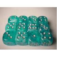 Chessex Dice Sets: Aqua/Silver Cirrus 16mm d6 (12)
