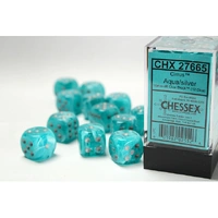 Chessex Dice Sets: Aqua/Silver Cirrus 16mm d6 (12)