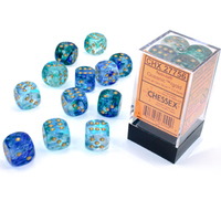 Chessex 27756 Nebula 16mm D6 Oceanic/Gold Luminary (12)