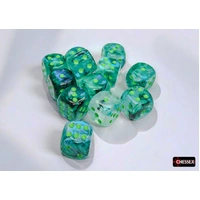 Chessex 27795 Borealis Kelp/light green Luminary 16mm d6 Dice Block (12 dice)