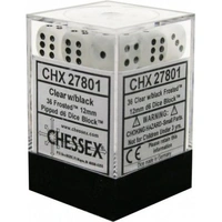 Chessex 27801 Frosted 12mm d6 Clear/black