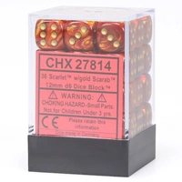Chessex 27814 Scarab 12mm d6 Scarlet /gold