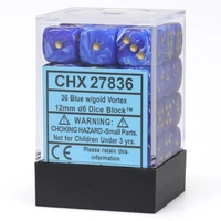 Chessex 27836 Vortex 12mm d6 Blue/gold