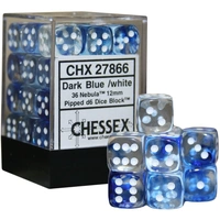 Chessex 27866 Nebula 12mm d6 Dark Blue/white