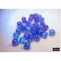 Chessex 27967 Nebula Aura/white Luminary 12mm d6 Dice Block (36 dice)