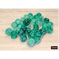 Chessex 27995 Borealis Kelp/light green Luminary 16mm d6 Dice Block (12 dice)