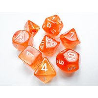 Borealis® Polyhedral Blood Orange/white LuminaryTM 7-Die Set with bonus die Lab Dice 6
