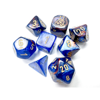 Lustrous® Polyhedral Azurite/gold 7-Die Set with bonus die Lab Dice 6