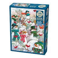 Cobble Hill 500pc Hill Of Snowmen Jigsaw Puzzle 45028