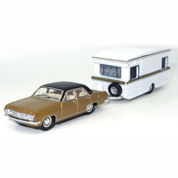 Cooee Classics 1/64 HR Premier Sedan & Caravan Set Brown/Black Diecast Model Car