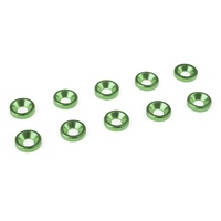 Team Corally Aluminium Washer - for M3 Flat Head Screws - OD=8mm - Green - 10 pcs