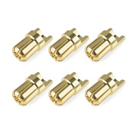 Team Corally Bullit Connector 6.5mm - Male - Gold Plated - Ultra Low Resistance - Wire Straight 6pcs