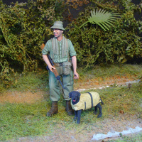 Callsign 1/35 Soldier With Mine Dog