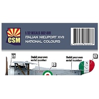 CSM 1/32 Italian Nieuport XVII National Colours Decal Set