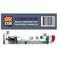 CSM 1/32 Italian Nieuport XVII Francesco Baracca Decal Set