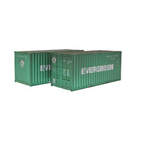 Dapol OO Gauge Container 20FT Evergreen EMCU Twin Pack 7591 5 & 01151 3 Weathered