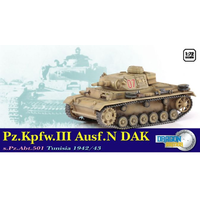 Dragon 1/72 Pz.Kpfw.III Ausf.N DAK s.Pz.Abt.501 Tunisia 1942 Plastic Model Kit DA60601