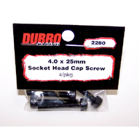 DUBRO 2280 4.0MM X 25 SOCKET-HEAD CAP SCREWS (4 PCS/PACK)