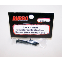 DUBRO 2289 3.0MM X 14 FLAT-HEAD SOCKET SCREWS (4 PCS/PACK)