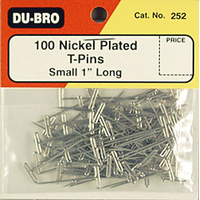 Dubro Nickel Plated T-Pins 1-1/4 100per pkt